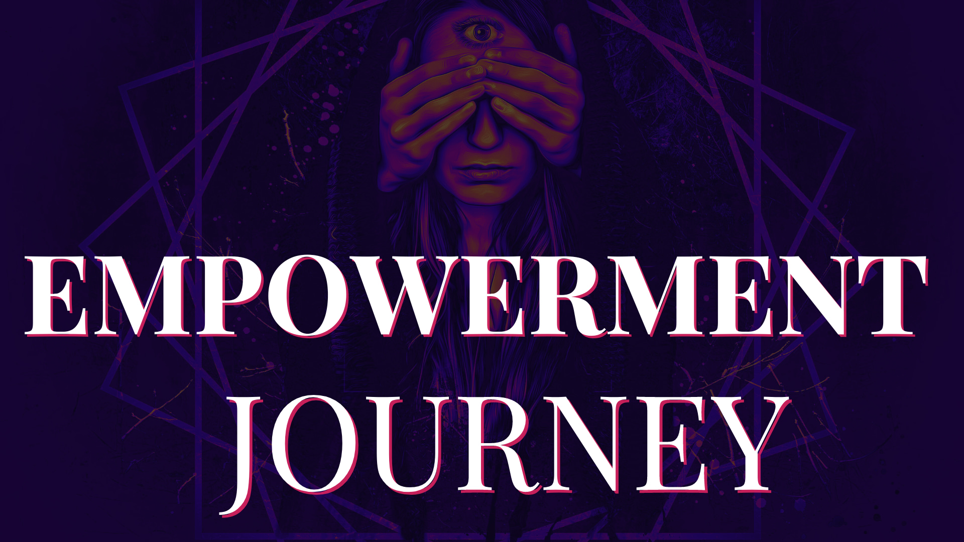 empowerment journey over woman with eyes covered but third eye open